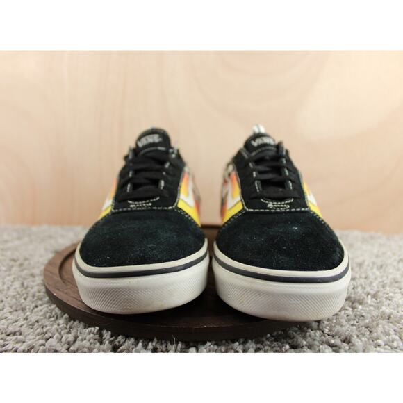 Vans Old Skool Flame Checkered Shoes Youth 7 Black Suede Skate - Picture 2 of 10